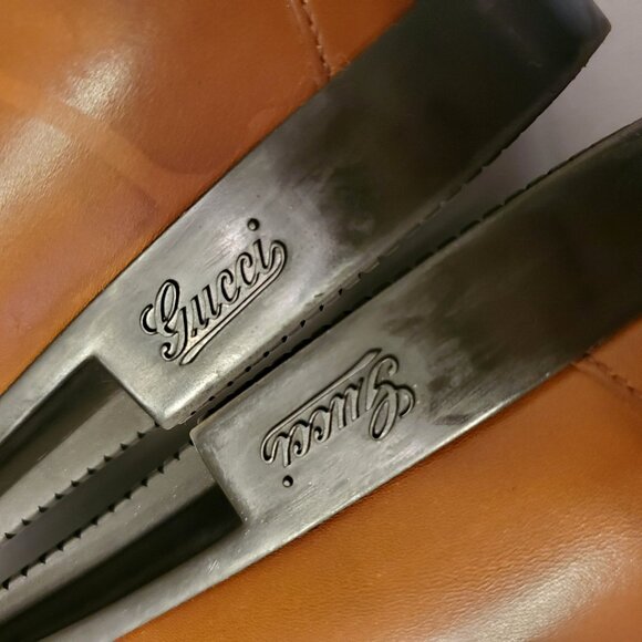 Gucci Leather Web Accent Penny Loafers - Picture 8 of 16